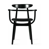 chaise avec accoudoirs en hêtre et vinyle noir teo - vincent sheppard