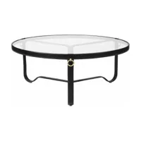 table basse circulaire cuir noir 100 cm adnet - gubi