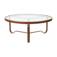 table basse circulaire cuir marron 100 cm adnet - gubi