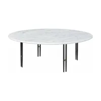 table basse ronde en marbre blanc et base en laiton noire  100 cm ioi  - gubi