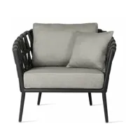 fauteuil d'extérieur avec coussins gris lave leo - vincent sheppard
