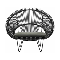fauteuil cocoon noir et coussin gris foncé roy - vincent sheppard