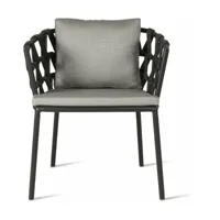 chaise avec accoudoirs d'extérieur noire avec coussins gris zinc leo - vincent sheppa