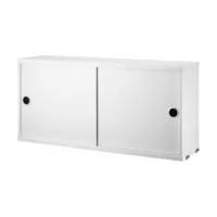 caisson 2 portes coulissantes en mdf blanc 78 x 20 x 37 cm - string furniture