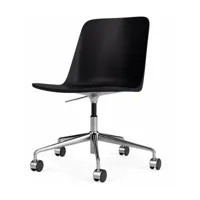chaise de bureau noire en polypropylène recyclé et aluminium rely hw28 - &tradition