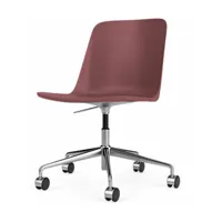 chaise de bureau rouge en polypropylène recyclé et aluminium rely hw28 - &tradition
