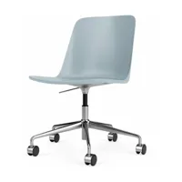 chaise de bureau bleue en polypropylène recyclé et aluminium rely hw28 - &tradition