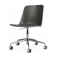chaise de bureau grise en polypropylène recyclé et aluminium rely hw28 - &tradition