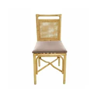 chaise en rotin coussin velours beige rosé riviera - kok