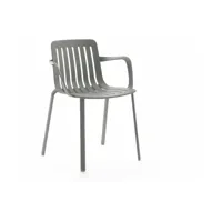 chaise avec accoudoirs en aluminium gris plato - magis