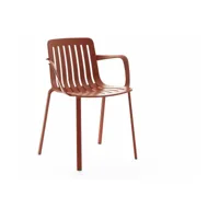 chaise avec accoudoirs en aluminium rouge plato - magis