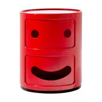 table de chevet 2 tiroirs rouge componibili smile - kartell