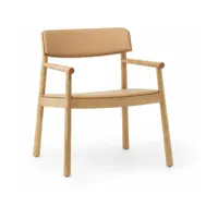 fauteuil lounge en frêne brun et cuir camel timb tan/ ultra leather camel - normann c
