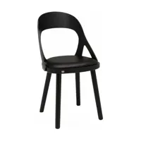 chaise en chêne noir et coussin en cuir reconstitué noir colibri - hans k