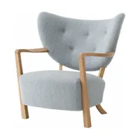 fauteuil lounge en chêne huilé et laine gris clair 85 x 85 x 84 cm wulff atd2 - &trad