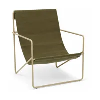 fauteuil vert olive en métal beige 63 x 77,5 x 66 cm desert - ferm living
