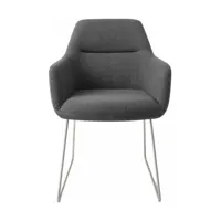 chaise grise foncée shadow avec pieds élégants en métal argenté kinko - jesper home