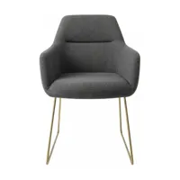 chaise grise foncée shadow avec pieds élégants en métal doré kinko - jesper home