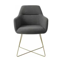 chaise grise foncée shadow avec pieds croisés en métal doré kinko - jesper home