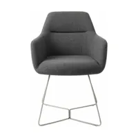 chaise grise foncée shadow avec pieds hexagones en métal argenté kinko - jesper home