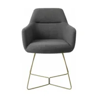 chaise grise foncée shadow avec pieds hexagones en métal doré kinko - jesper home