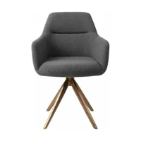 chaise grise foncée shadow avec pieds rotatifs en métal rosé kinko - jesper home