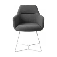 chaise grise foncée shadow avec pieds hexagones en métal blanc - jesper home