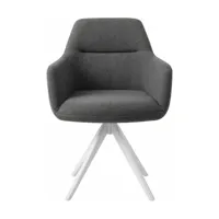 chaise grise foncée shadow avec pieds rotatifs en métal blanc - jesper home
