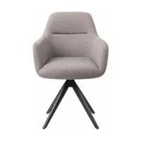 chaise grise earl grey avec pieds rotatifs en métal noir kinko -jesper home
