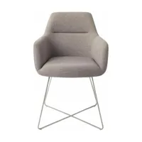 chaise grise earl grey avec pieds hexagone en métal argenté kinko - jesper home