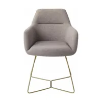 chaise grise earl grey avec pieds hexagones en métal doré kinko - jesper home