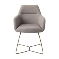 chaise grise earl grey avec pieds hexagone en métal rosé kinko -jesper home