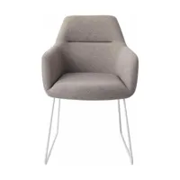 chaise grise earl grey avec pieds élégants en métal blanc kinko -jesper home