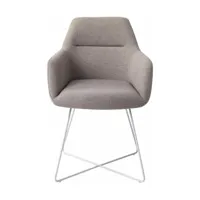 chaise grise earl grey avec pieds croisés en métal blanc kinko -jesper home