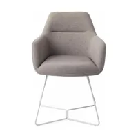 chaise grise earl grey avec pieds hexagone en métal blanc kinko -jesper home