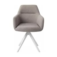chaise grise earl grey avec pieds rotatifs en métal blanc kinko - jesper home