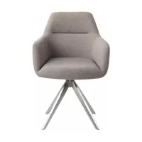 chaise grise earl grey avec pieds rotatifs en métal argenté kinko - jesper home