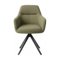 chaise verte green hunter avec pieds rotatifs en métal noir kinko - jesper home