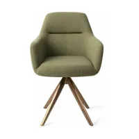 chaise verte green hunter avec pieds rotatifs en métal rosé kinko - jesper home