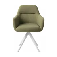 chaise verte green hunter avec pieds rotatifs en métal blanc kinko - jesper home