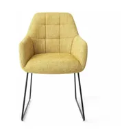 chaise jaune bumble bee avec pieds élégants en métal noir noto - jesper home