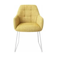 chaise jaune bumble bee avec pieds élégants en métal blanc noto - jesper home