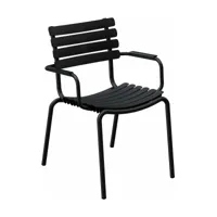 chaise en plastique recyclé et aluminium noire reclips - houe