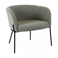 fauteuil relax en polyester gris clair avec pieds couleur noir polka - pomax