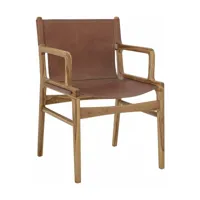 chaise avec accoudoirs en cuir brun ollie - bloomingville