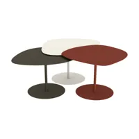 3 tables basses gigognes terracotta, craie et bronze galet - matière grise