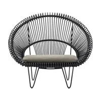 fauteuil d'extérieur noir et coussin gris roy cocoon - vincent sheppard