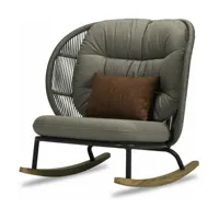 rocking chair gris et set de coussins carbon beige 2 kodo - vincent sheppard