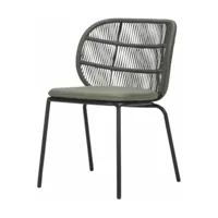 chaise de jardin gris fossil et corde carbon beige kodo - vincent sheppard