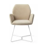 chaise de salle à manger beige funky fudge avec pieds hexagone métal blanc misaki - j